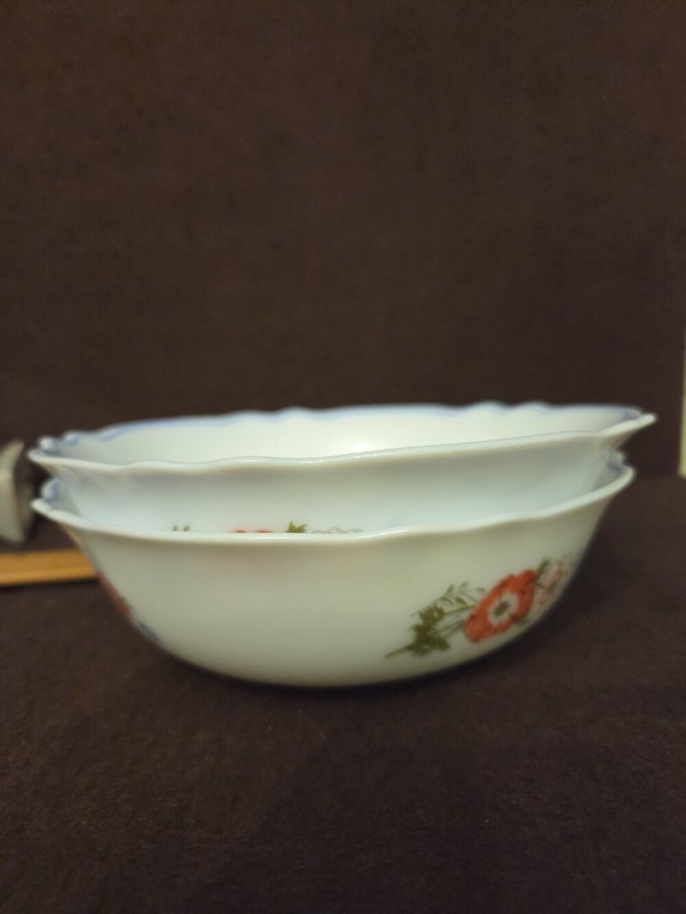 Pair/2 Arcopal France Paradise Milk Glass Cereal Bowls Floral Nice - Picture 7 of 7